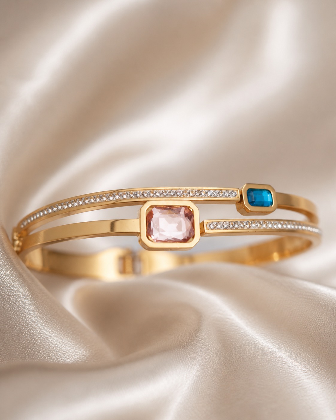 LYXORA stone cubic zirconia gold plated bracelet